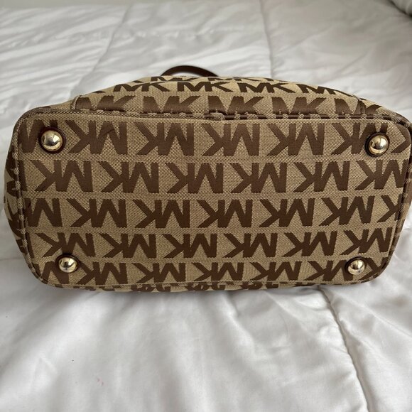MICHAEL Michael Kors Brown Signature Logo Tote Leather Straps Shoulder Bag - Picture 4 of 14